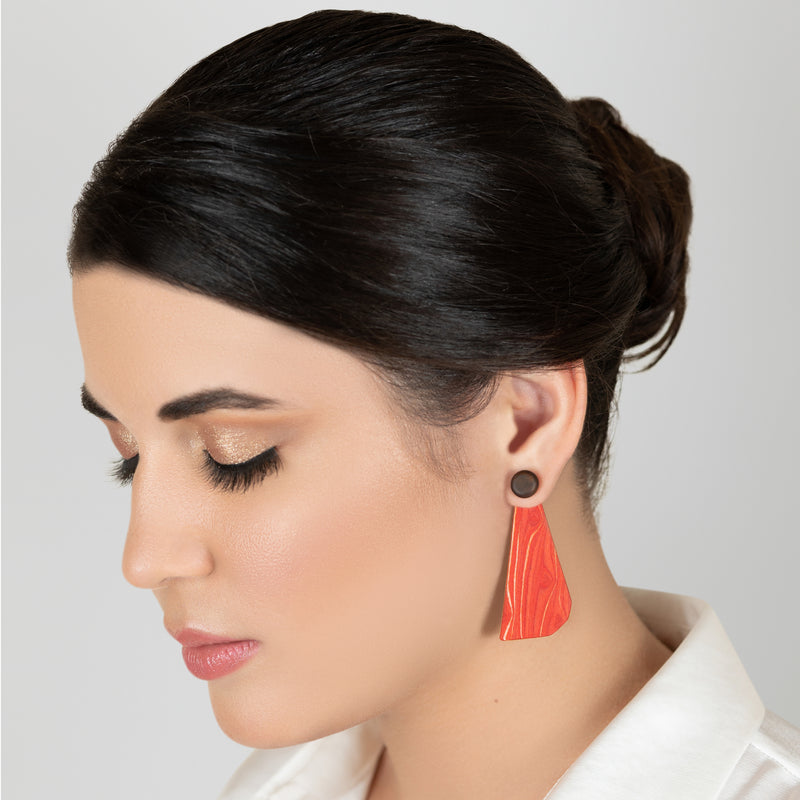 PENDIENTES WOODIE TRIO - Hechos a mano - Reversibles - Madera contrachapada de 3 capas cruzadas