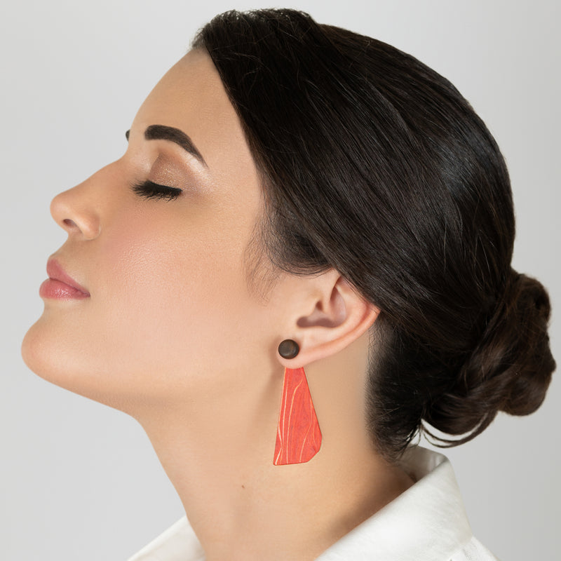 PENDIENTES WOODIE TRIO - Hechos a mano - Reversibles - Madera contrachapada de 3 capas cruzadas