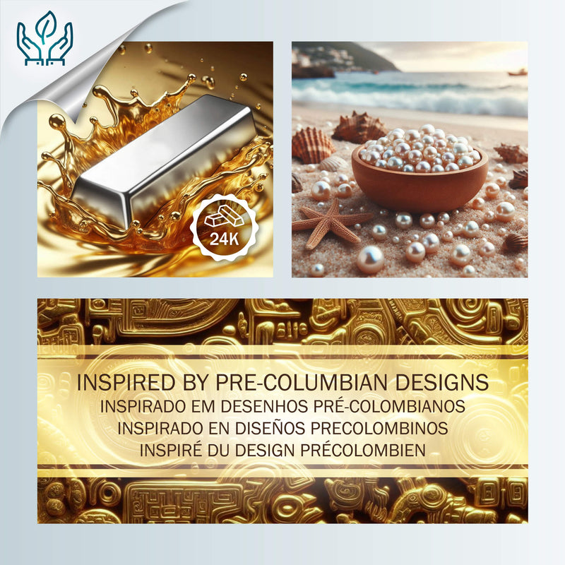 COLLAR DORA - Hecho a mano - Bañado en oro de 24 quilates - Perlas cultivadas