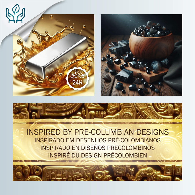 BRAZALETE ENCANTO - Hecho a mano - Bañado en oro de 24 quilates - Ónix
