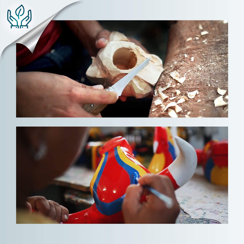 TAPÓN DECORATIVO PARA BOTELLAS - La jirafa del carnaval - Madera tallada y pintada a mano