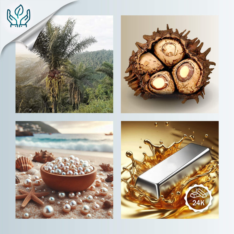 PENDIENTES PALMA - Hechos a mano - Bañados en oro de 24 quilates - Tagua (marfil vegetal), perlas cultivadas