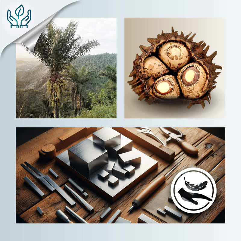 PENDIENTES LUNA - Hechos a mano - Acero inoxidable - Tagua (marfil vegetal)