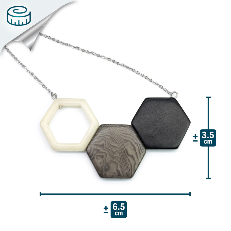 COLLAR TRIPTYCH - Hecho a mano - Acero inoxidable - Tagua (marfil vegetal)