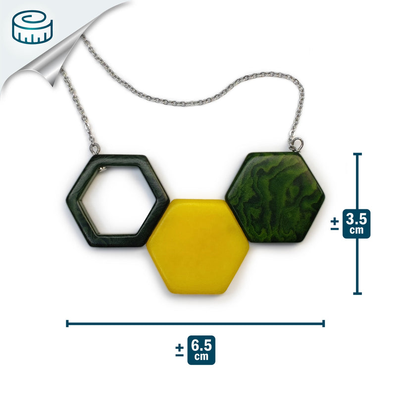 COLLAR TRIPTYCH - Hecho a mano - Acero inoxidable - Tagua (marfil vegetal)