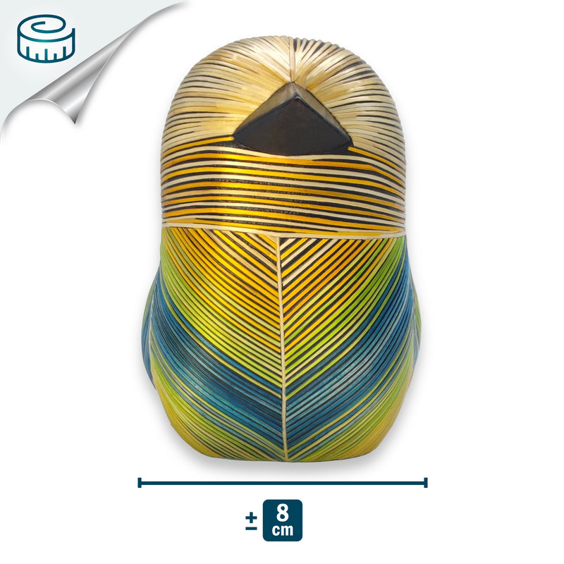 AVE DECORATIVA ANDINA - El arte del tamo - Madera decorada con paja de trigo y cebada (enchapado en tamo)