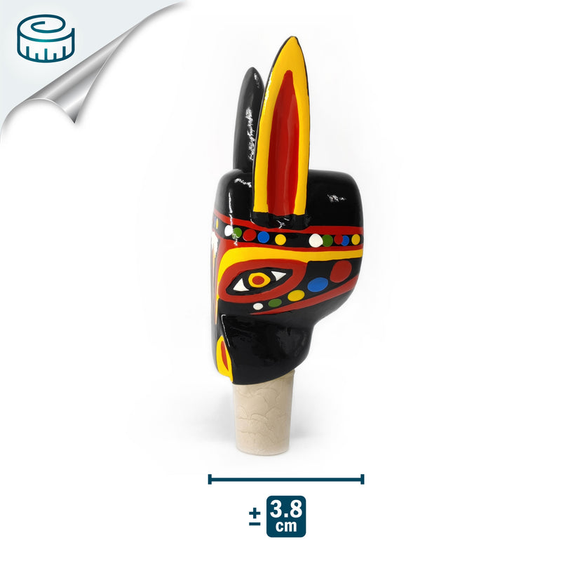 TAPÓN DECORATIVO PARA BOTELLAS - El burro del carnaval - Madera tallada y pintada a mano