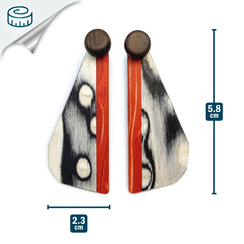 PENDIENTES WOODIE TRIO - Hechos a mano - Reversibles - Madera contrachapada de 3 capas cruzadas