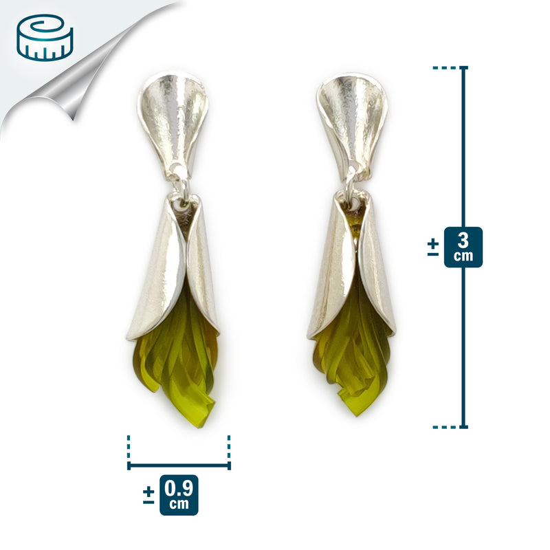 PENDIENTES ECOTHEA - Hechos a mano - Plata de ley 925 - Plástico reciclado de los revestimientos de las tapas de botellas