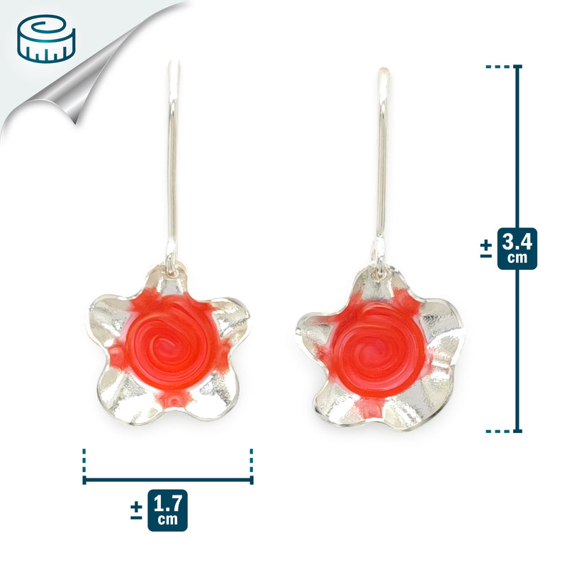 PENDIENTES ECOFLOR - Hechos a mano - Plata de ley 925 - Plástico reciclado de los revestimientos de las tapas de botellas