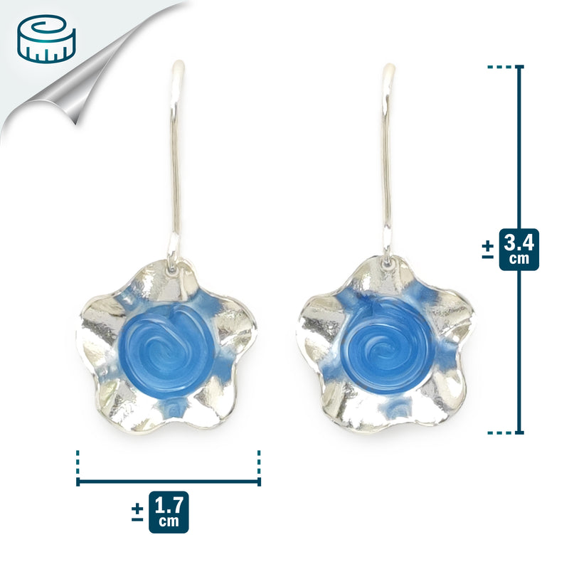 PENDIENTES ECOFLOR - Hechos a mano - Plata de ley 925 - Plástico reciclado de los revestimientos de las tapas de botellas