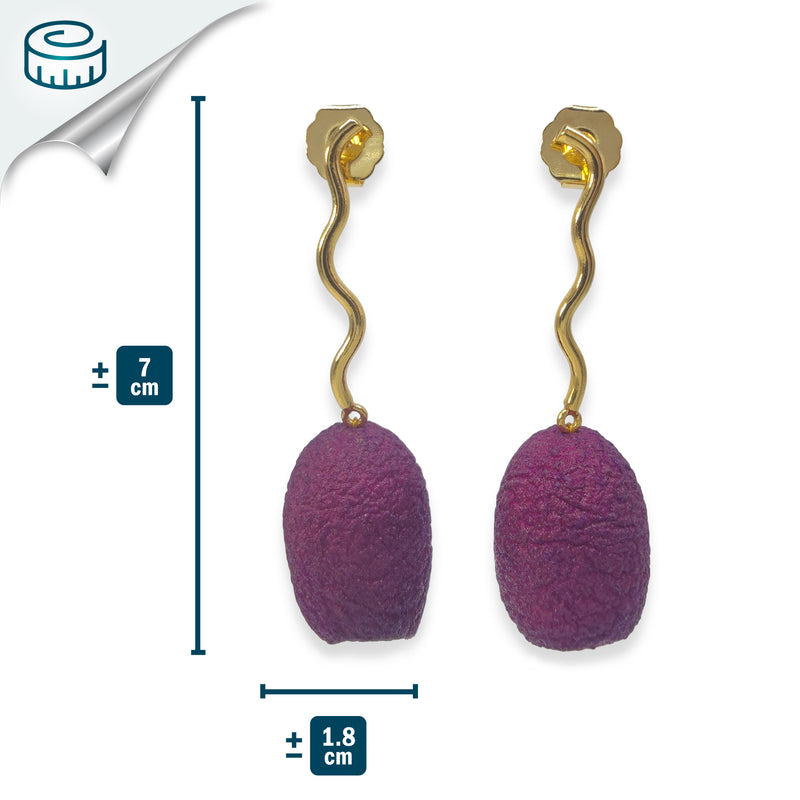 PENDIENTES COCOON ECHO - Hechos a mano - Bañados en oro de 24 quilates - Capullos de seda