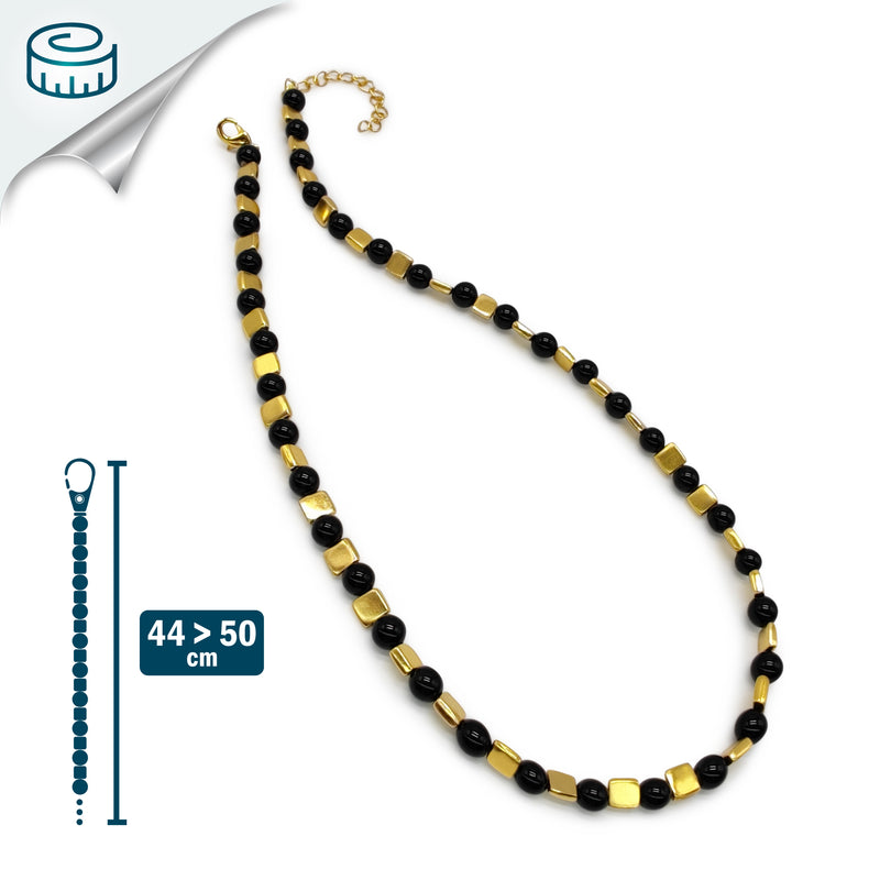 COLLAR DORA - Hecho a mano - Bañado en oro de 24 quilates - Ónix