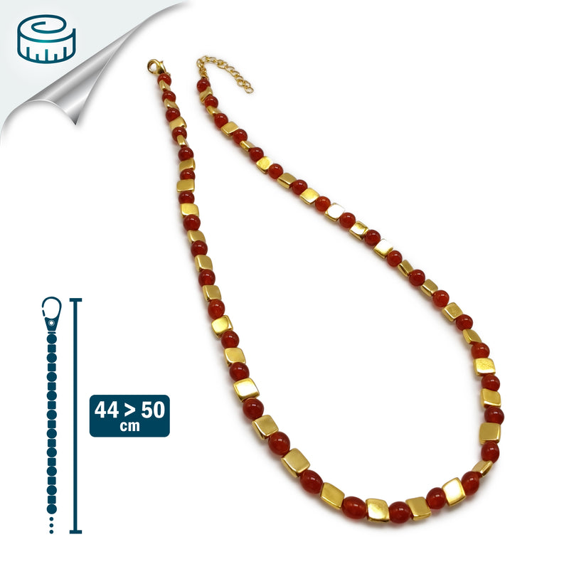 COLLAR DORA - Hecho a mano - Bañado en oro de 24 quilates - Ágatas