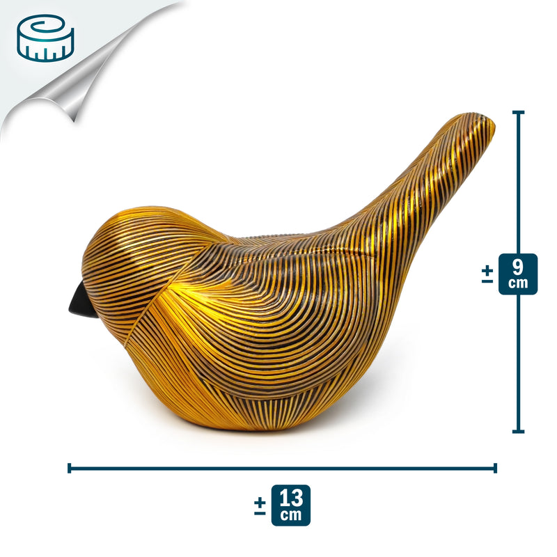 AVE DECORATIVA ANDINA - El arte del tamo - Madera decorada con paja de trigo y cebada (enchapado en tamo)