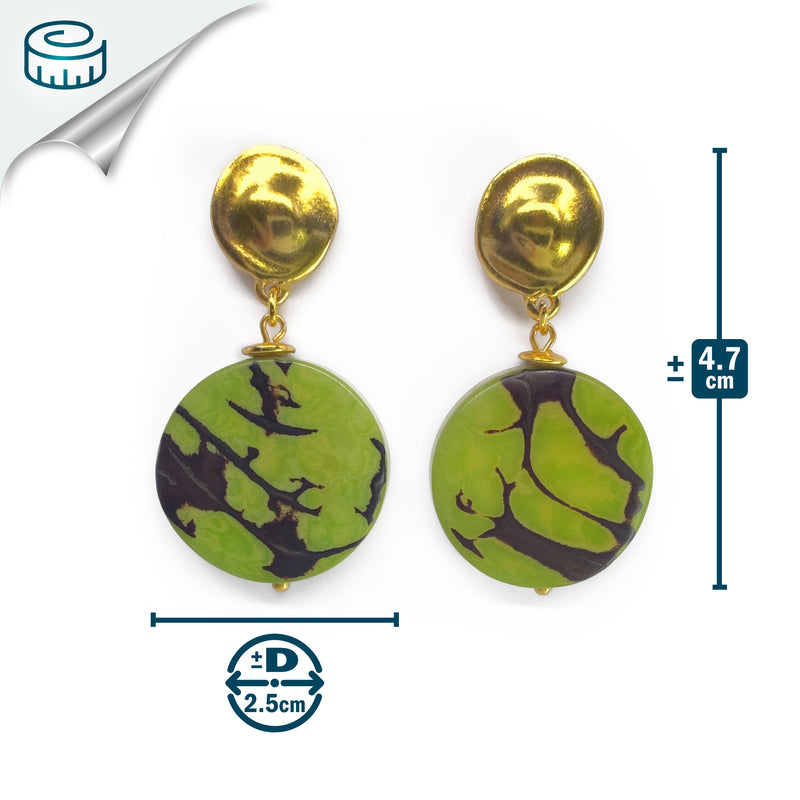 PENDIENTES SOLISE - Hechos a mano - Bañados en oro de 24 quilates - Tagua (marfil vegetal)