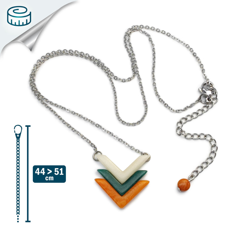 COLLAR FLECHA - Hecho a mano - Acero inoxidable - Tagua (marfil vegetal)
