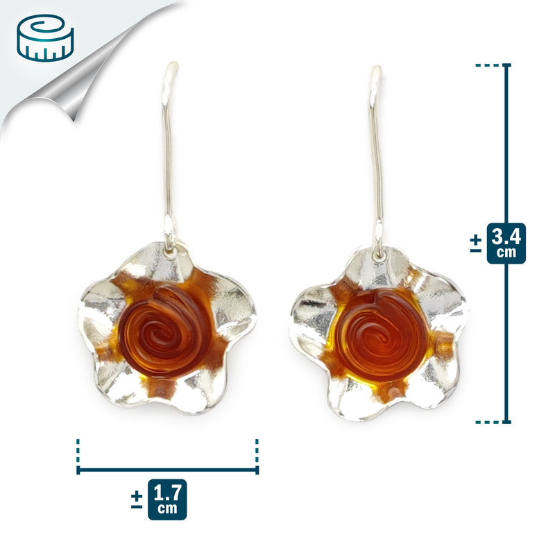 PENDIENTES ECOFLOR - Hechos a mano - Plata de ley 925 - Plástico reciclado de los revestimientos de las tapas de botellas