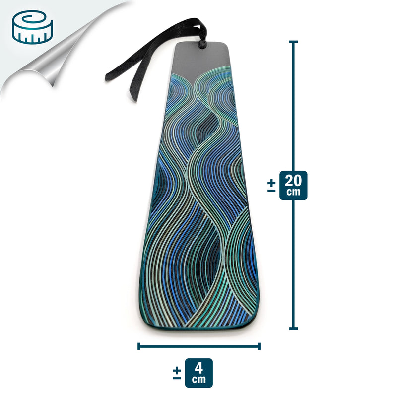 MARCAPÁGINAS AGUA - COLECCIÓN LOS CUATRO ELEMENTOS - El arte del tamo - Madera oscura decorada con paja de trigo y cebada (enchapado en tamo)