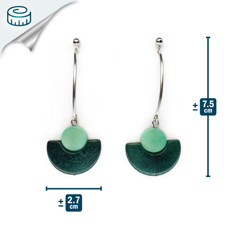 PENDIENTES LUNA - Hechos a mano - Acero inoxidable - Tagua (marfil vegetal)