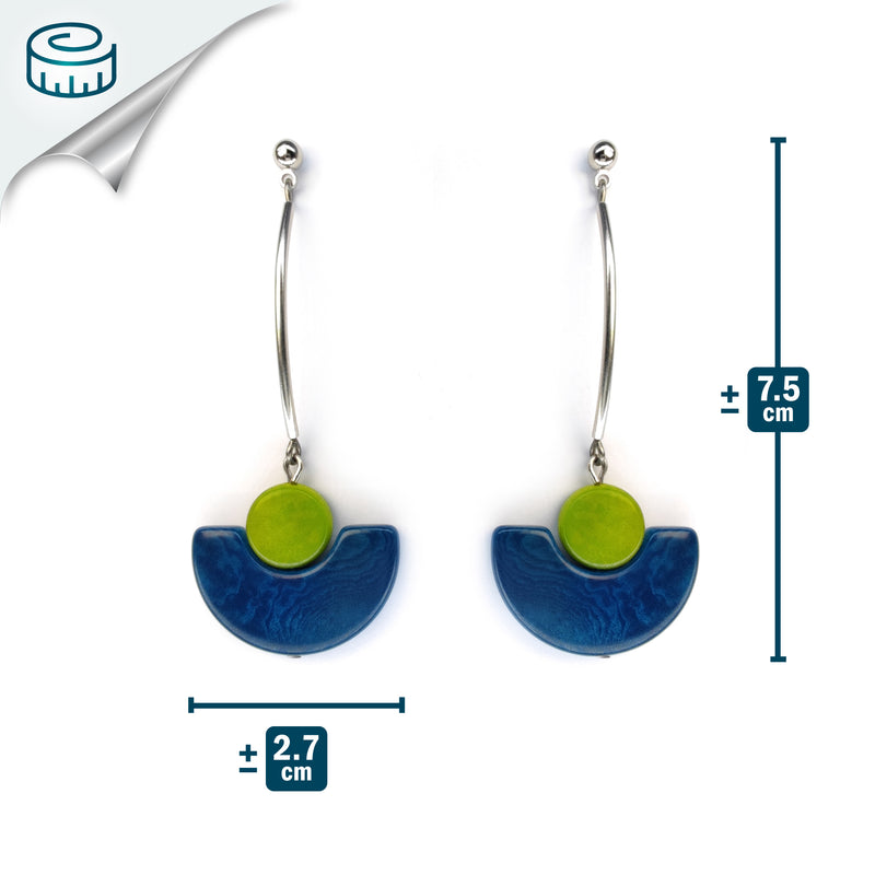 PENDIENTES LUNA - Hechos a mano - Acero inoxidable - Tagua (marfil vegetal)
