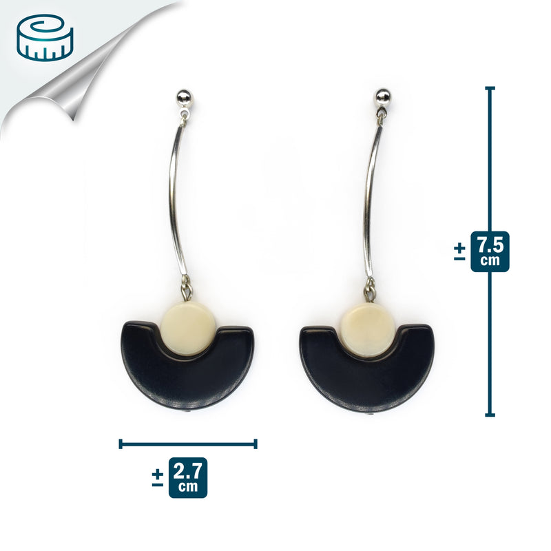 PENDIENTES LUNA - Hechos a mano - Acero inoxidable - Tagua (marfil vegetal)