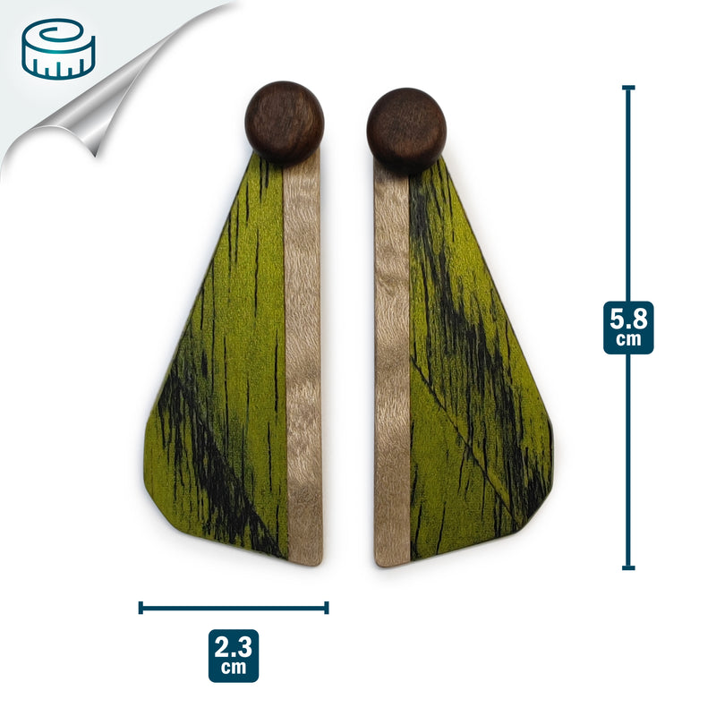 PENDIENTES WOODIE TRIO - Hechos a mano - Reversibles - Madera contrachapada de 3 capas cruzadas