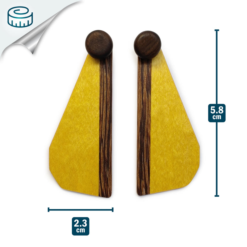 PENDIENTES WOODIE TRIO - Hechos a mano - Reversibles - Madera contrachapada de 3 capas cruzadas