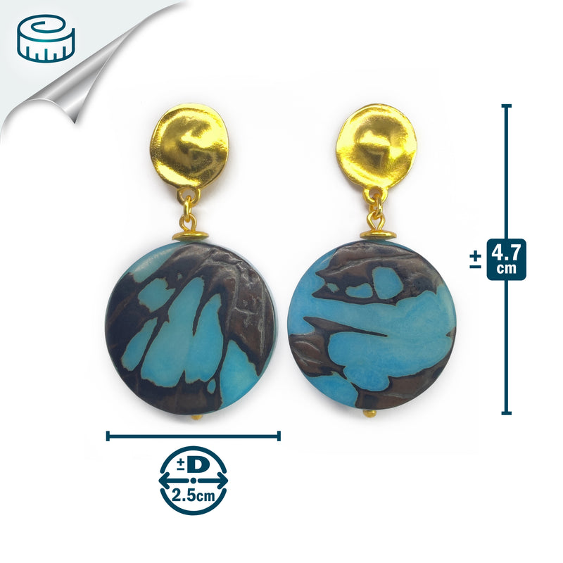PENDIENTES SOLISE - Hechos a mano - Bañados en oro de 24 quilates - Tagua (marfil vegetal)