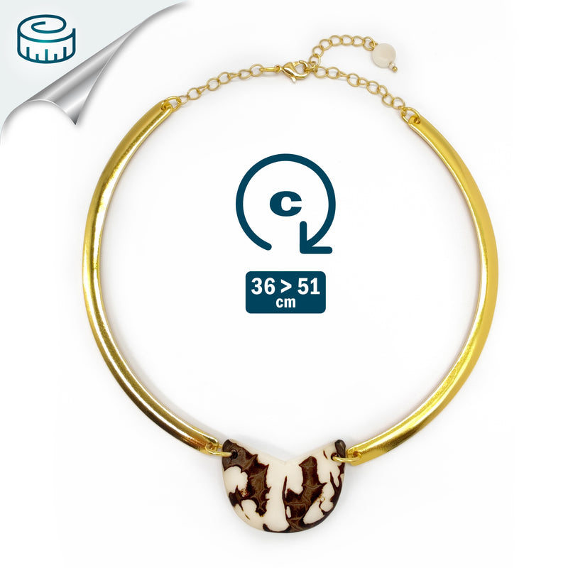 COLLAR NOZELA - Hecho a mano - Bañado en oro de 24 quilates - Tagua (marfil vegetal)
