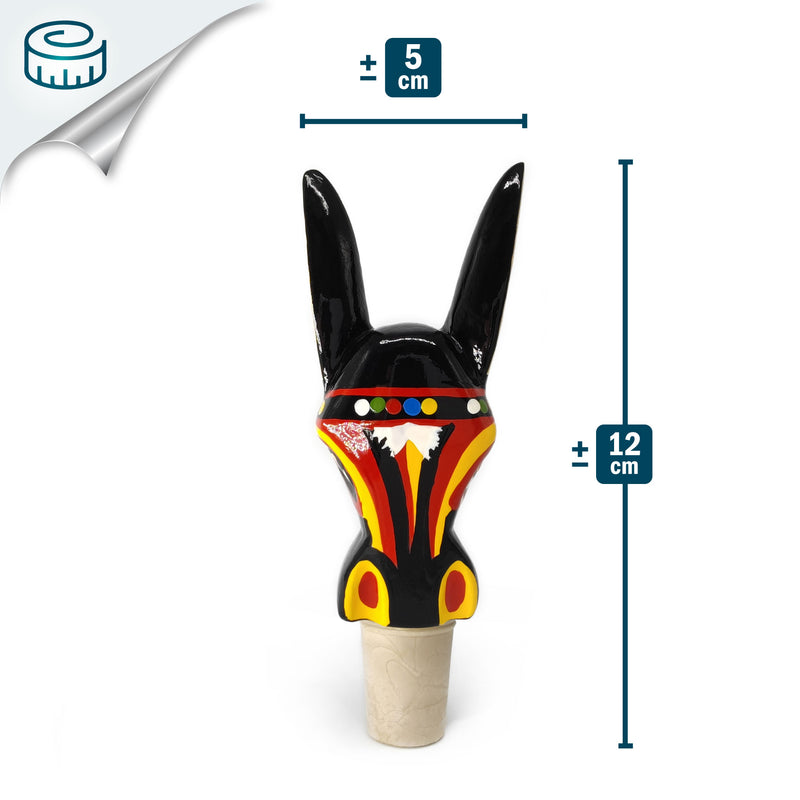TAPÓN DECORATIVO PARA BOTELLAS - El burro del carnaval - Madera tallada y pintada a mano
