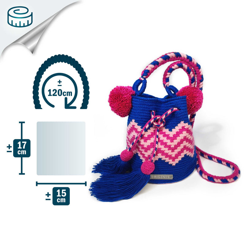 BOLSO WAYUU PALOMINO - Tamaño MINI - Tejido manualmente a ganchillo por mujeres de la comunidad indígena Wayuu en La Guajira (Colombia)
