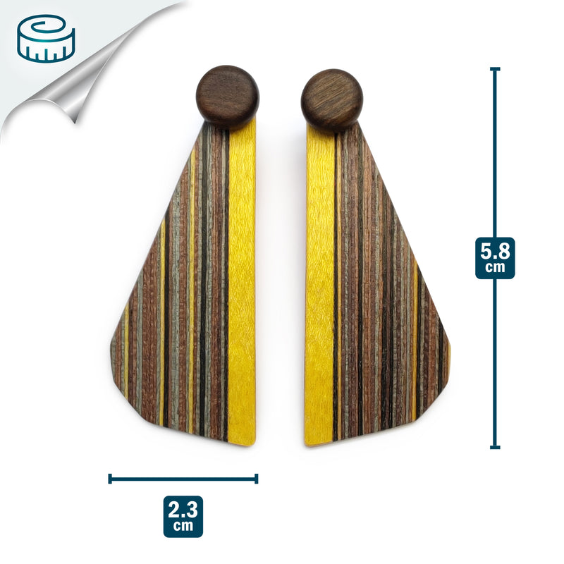 PENDIENTES WOODIE TRIO - Hechos a mano - Reversibles - Madera contrachapada de 3 capas cruzadas