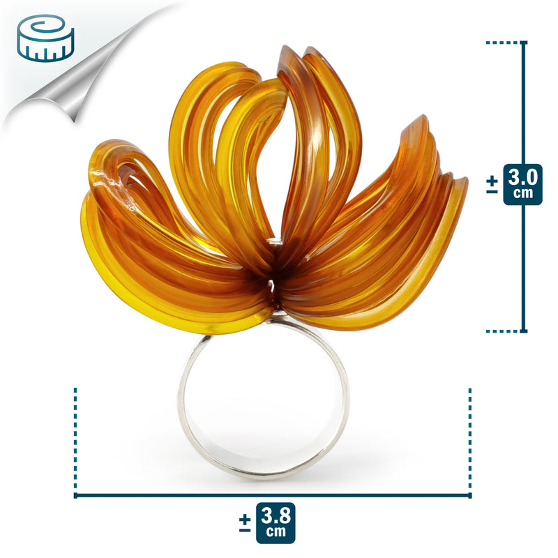 ANILLO ECOBLOOM - Hecho a mano - Ajustable - Plata de ley 925 - Plástico reciclado de los revestimientos de las tapas de botellas