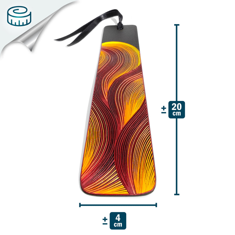 MARCAPÁGINAS FUEGO - COLECCIÓN LOS CUATRO ELEMENTOS - El arte del tamo - Madera oscura decorada con paja de trigo y cebada (enchapado en tamo)