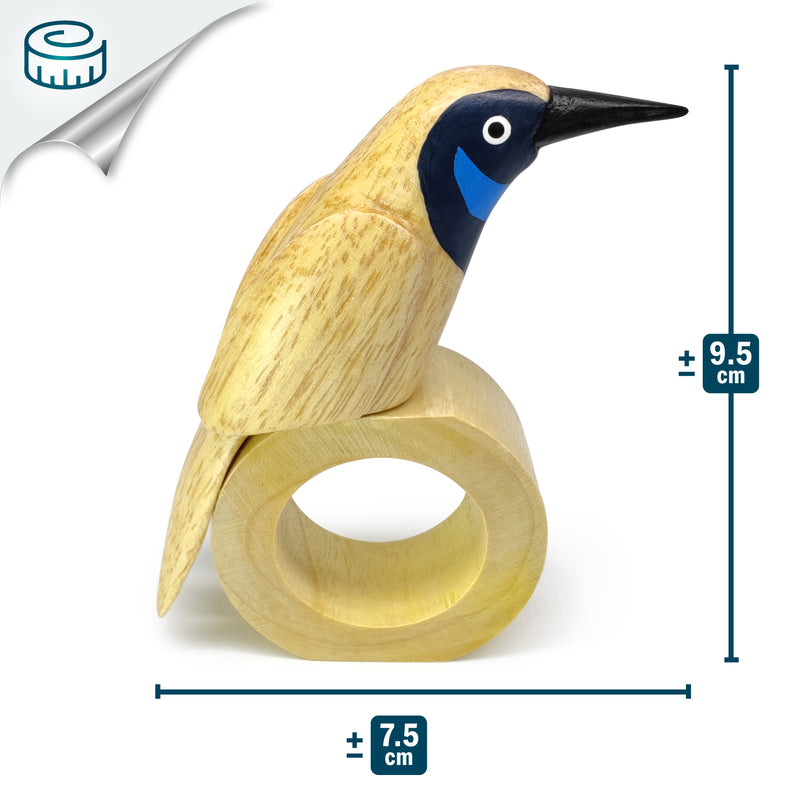 ANILLO DE SERVILLETA DECORATIVO - Zanate - Madera tallada y pintada a mano