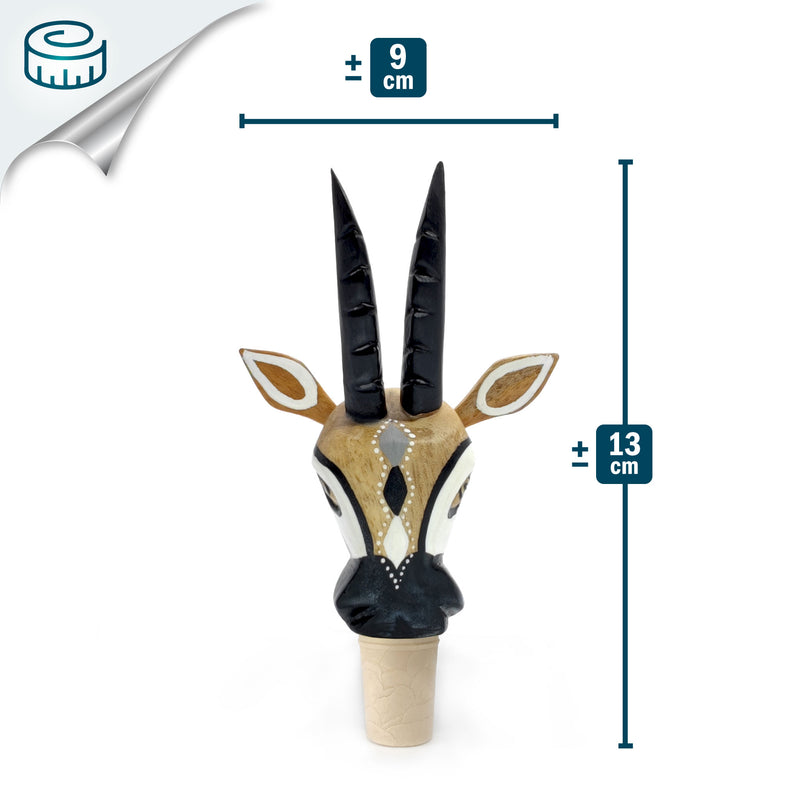 TAPÓN DECORATIVO PARA BOTELLAS - La cabra del carnaval - Madera tallada y pintada a mano