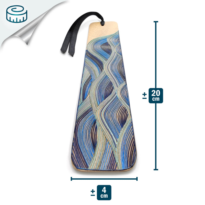 MARCAPÁGINAS AGUA - COLECCIÓN LOS CUATRO ELEMENTOS - El arte del tamo - Madera clara decorada con paja de trigo y cebada (enchapado en tamo)