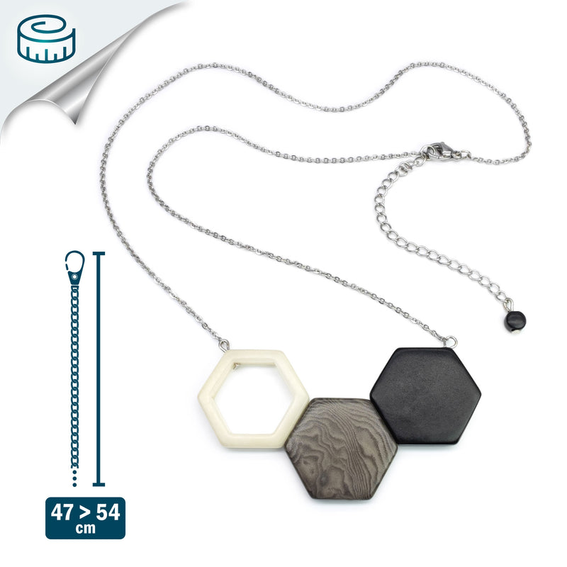 COLLAR TRIPTYCH - Hecho a mano - Acero inoxidable - Tagua (marfil vegetal)