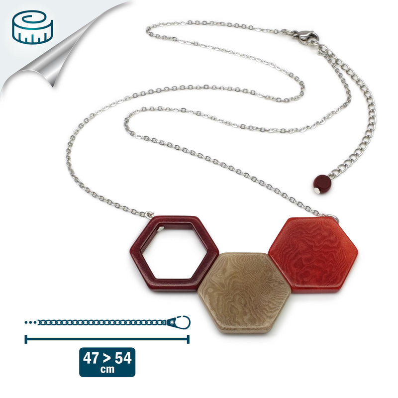 COLLAR TRIPTYCH - Hecho a mano - Acero inoxidable - Tagua (marfil vegetal)