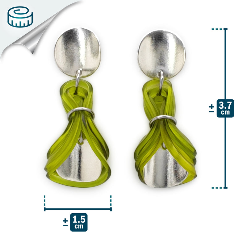 PENDIENTES ECOGLOW - Hechos a mano - Plata de ley 925 - Plástico reciclado de los revestimientos de las tapas de botellas