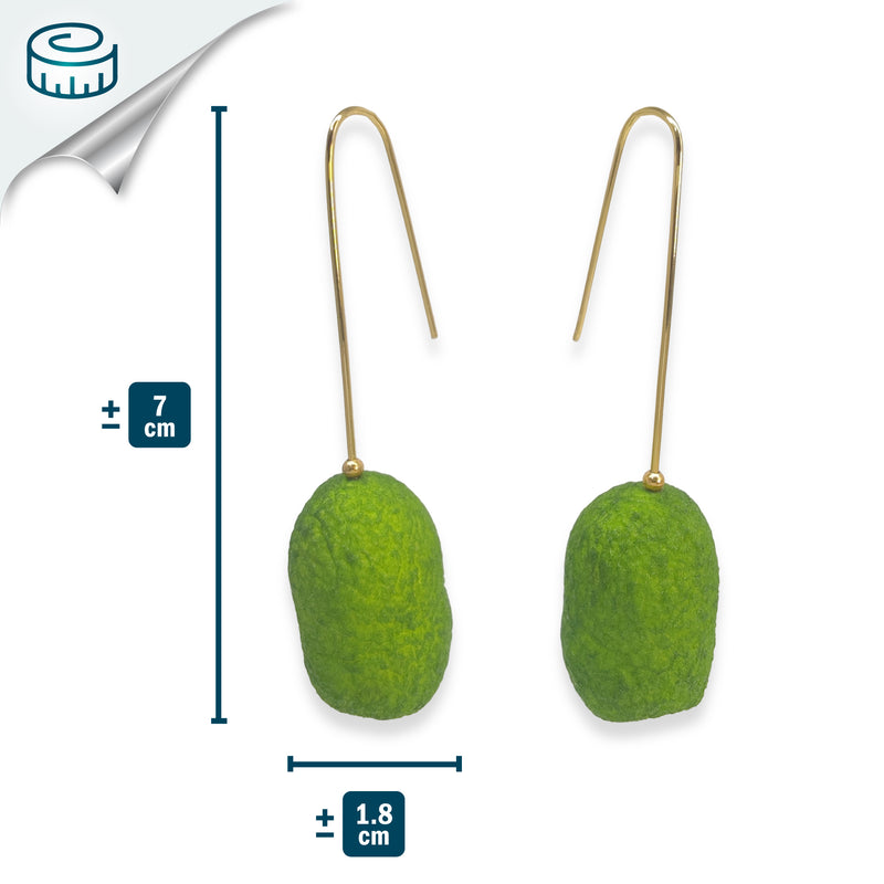 PENDIENTES COCOON CLASSIC - Hechos a mano - Bañados en oro de 24 quilates - Capullos de seda
