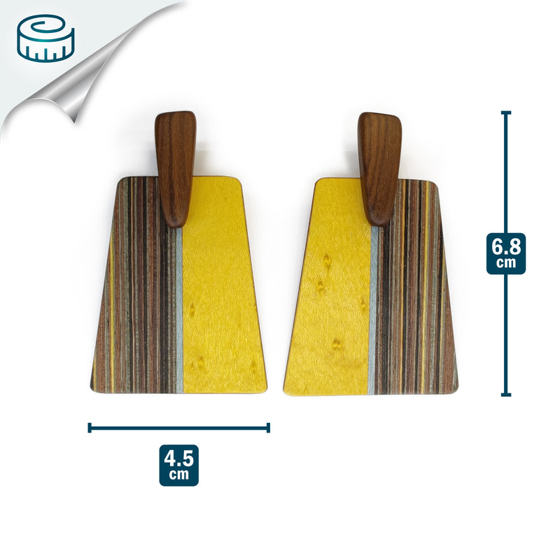 PENDIENTES WOODIE TRAPEZE - Hechos a mano - Madera contrachapada de 3 capas cruzadas