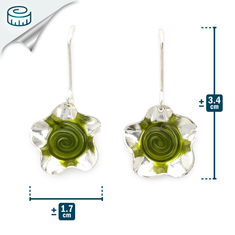 PENDIENTES ECOFLOR - Hechos a mano - Plata de ley 925 - Plástico reciclado de los revestimientos de las tapas de botellas