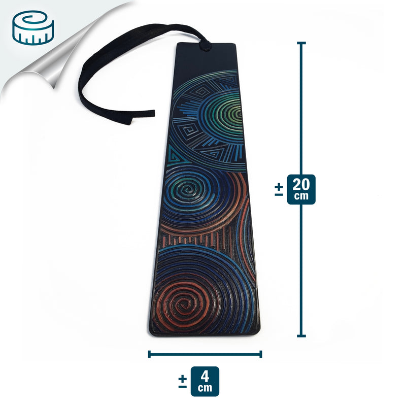 MARCAPÁGINAS ESPIRAL DE LA VIDA - El arte del tamo - Madera oscura decorada con paja de trigo y cebada (enchapado en tamo)