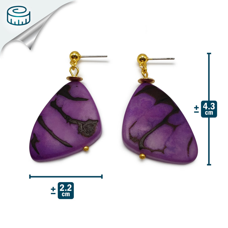 PENDIENTES MARIPOSA - Hechos a mano - Bañados en oro de 24 quilates - Tagua (marfil vegetal)