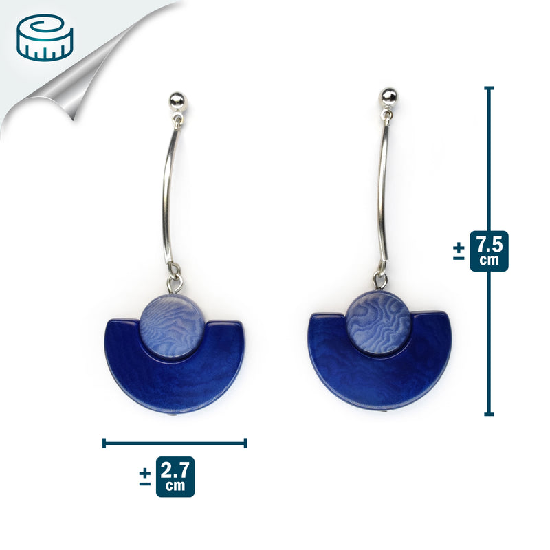 PENDIENTES LUNA - Hechos a mano - Acero inoxidable - Tagua (marfil vegetal)