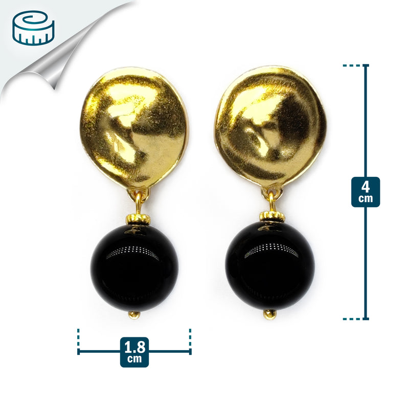 PENDIENTES CALIMA - Hechos a mano - Bañados en oro de 24 quilates - Ónix