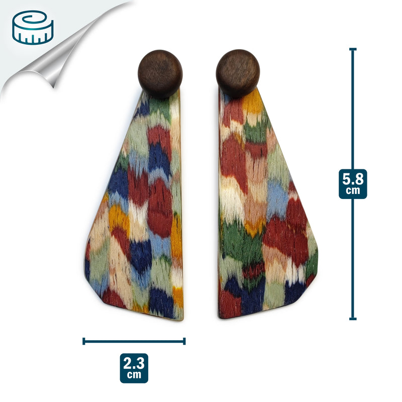 PENDIENTES WOODIE TRIO - Hechos a mano - Reversibles - Madera contrachapada de 3 capas cruzadas