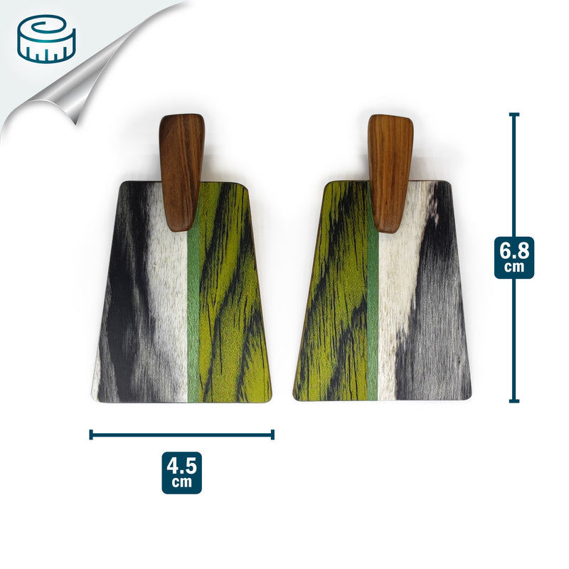 PENDIENTES WOODIE TRAPEZE - Hechos a mano - Madera contrachapada de 3 capas cruzadas